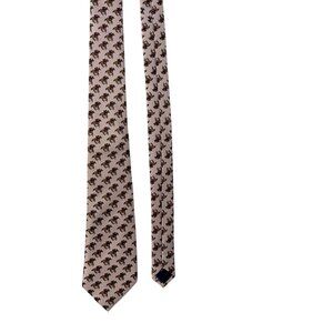 Beauxtied Pink Silk Horse Pattern Tie 100% Handmade Imported Silk